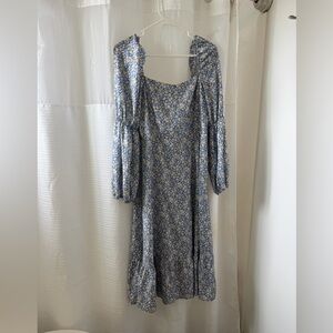 Blue Floral Midi Dress